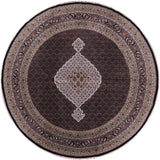 Black Round Bijar Hand-Knotted Wool & Silk Rug - 9' 8" X 9' 8" - Golden Nile