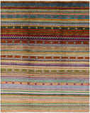 Tribal Gabbeh Hand Knotted Wool Rug - 7' 11" X 9' 9" - Golden Nile