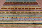 Tribal Gabbeh Hand Knotted Wool Rug - 7' 11" X 9' 9" - Golden Nile