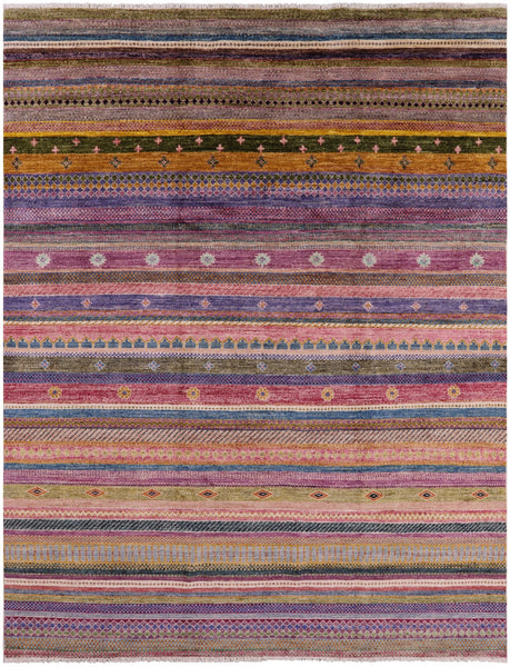 Tribal Persian Gabbeh Handmade Wool Rug - 8' 0" X 10' 0" - Golden Nile