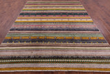 Tribal Gabbeh Hand Knotted Wool Rug - 8' 0" X 10' 2" - Golden Nile