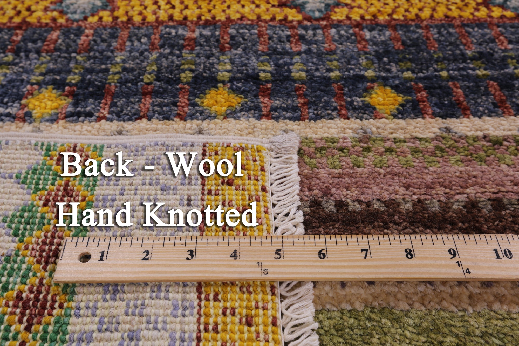 Tribal Gabbeh Hand Knotted Wool Rug - 8' 0" X 10' 2" - Golden Nile