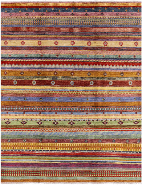Persian Gabbeh Handmade Wool Rug - 8' 1" X 10' 0" - Golden Nile