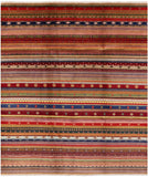 Persian Tribal Gabbeh Hand Knotted Wool Rug - 8' 2" X 9' 5" - Golden Nile