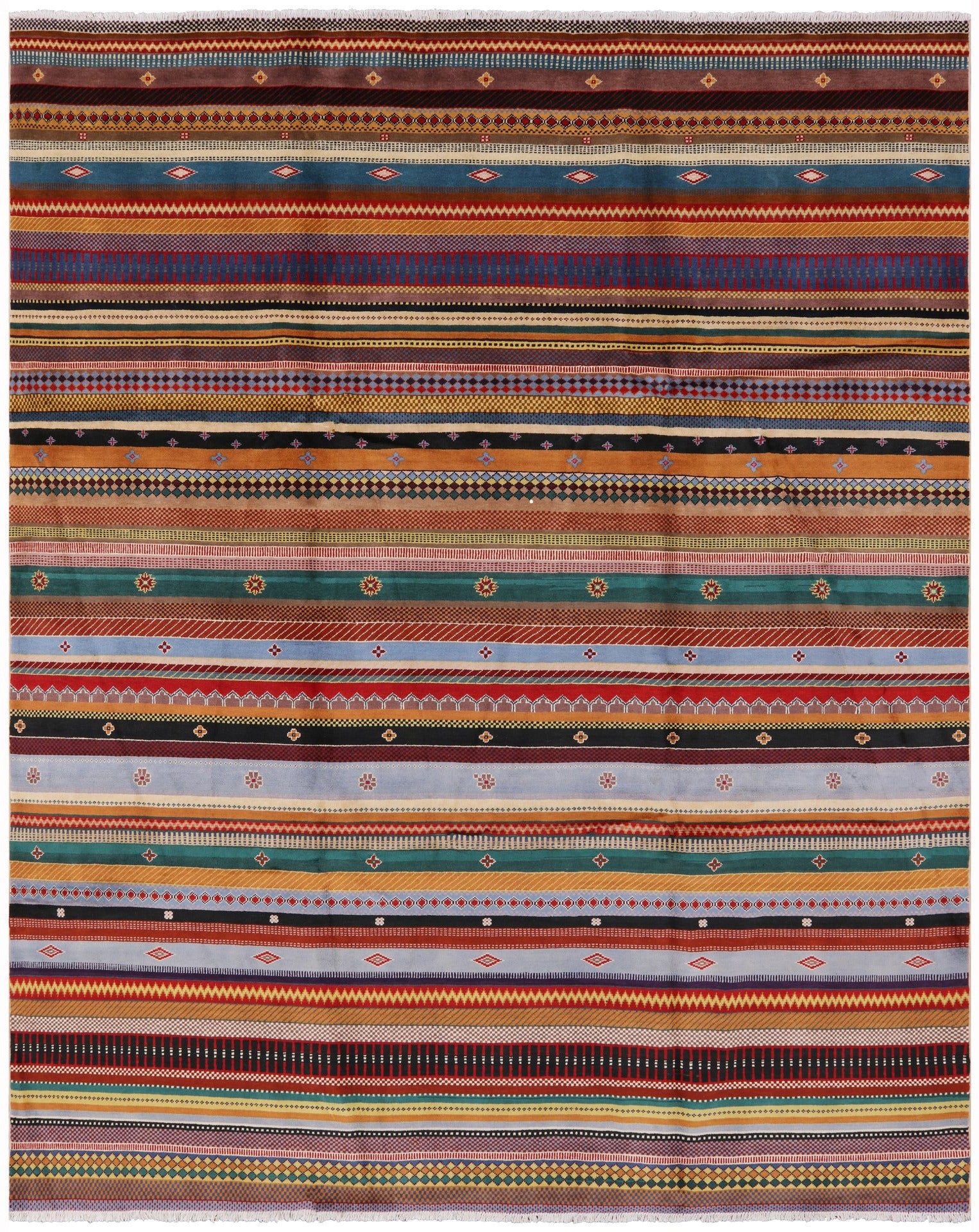 Tribal Gabbeh Hand Knotted Wool Rug - 8' 0" X 9' 11" - Golden Nile
