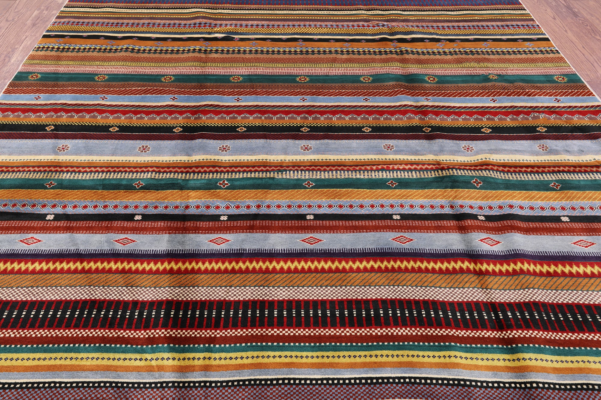 Tribal Gabbeh Hand Knotted Wool Rug - 8' 0" X 9' 11" - Golden Nile