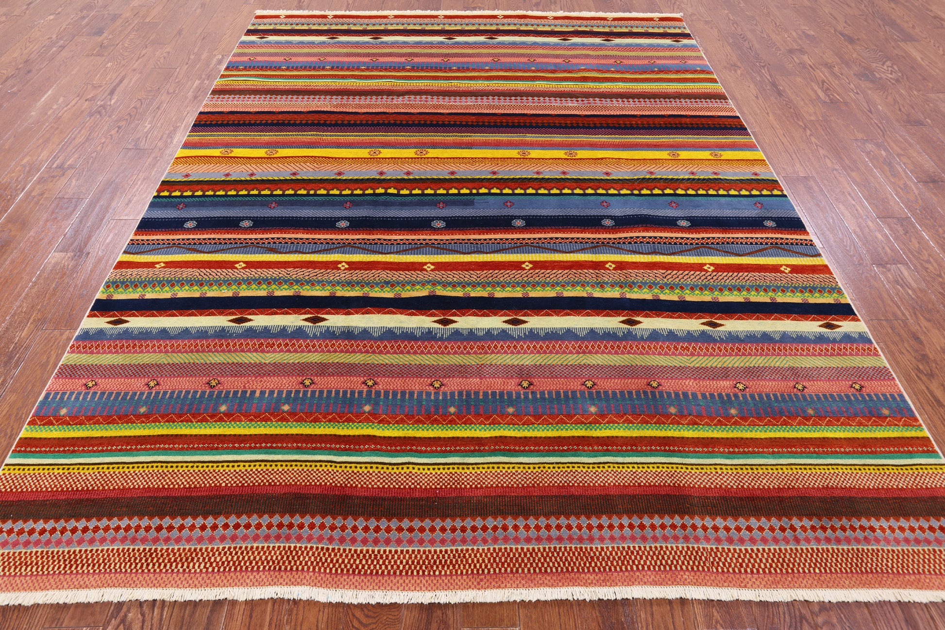 Tribal Persian Gabbeh Handmade Wool Rug - 7' 11" X 10' 0" - Golden Nile