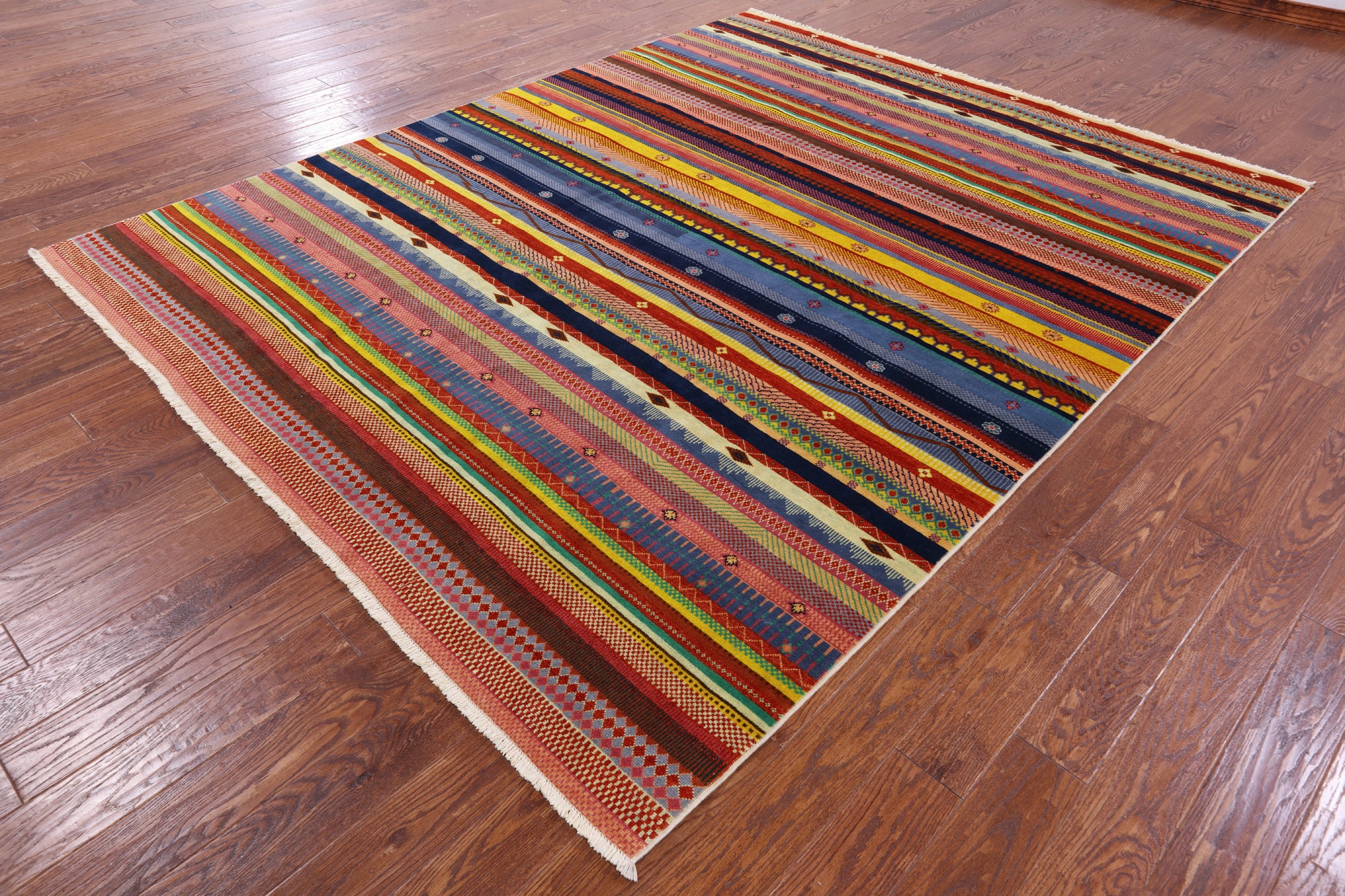 Tribal Persian Gabbeh Handmade Wool Rug - 7' 11" X 10' 0" - Golden Nile