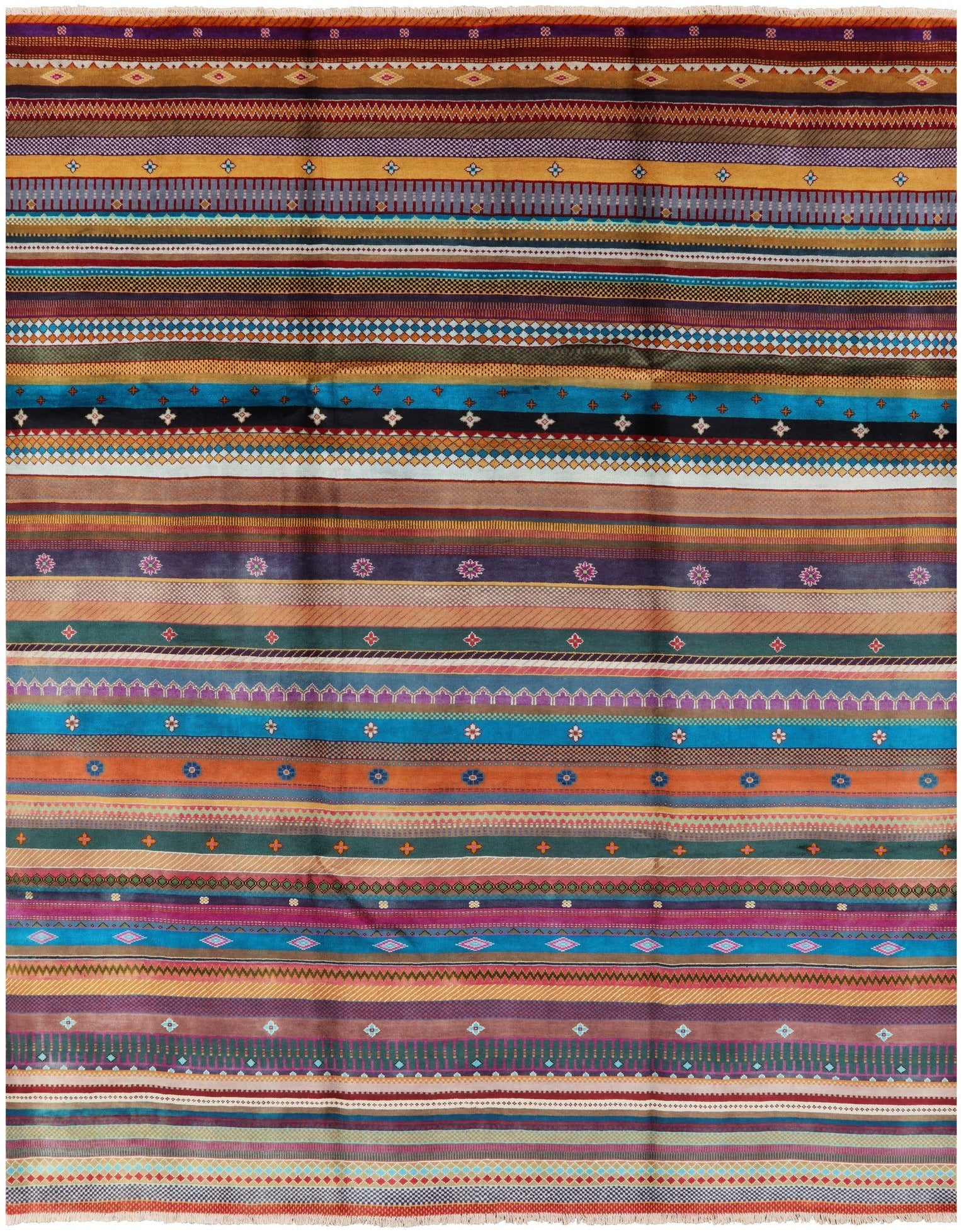 Persian Gabbeh Tribal Hand Knotted Wool Rug - 8' 1" X 10' 1" - Golden Nile
