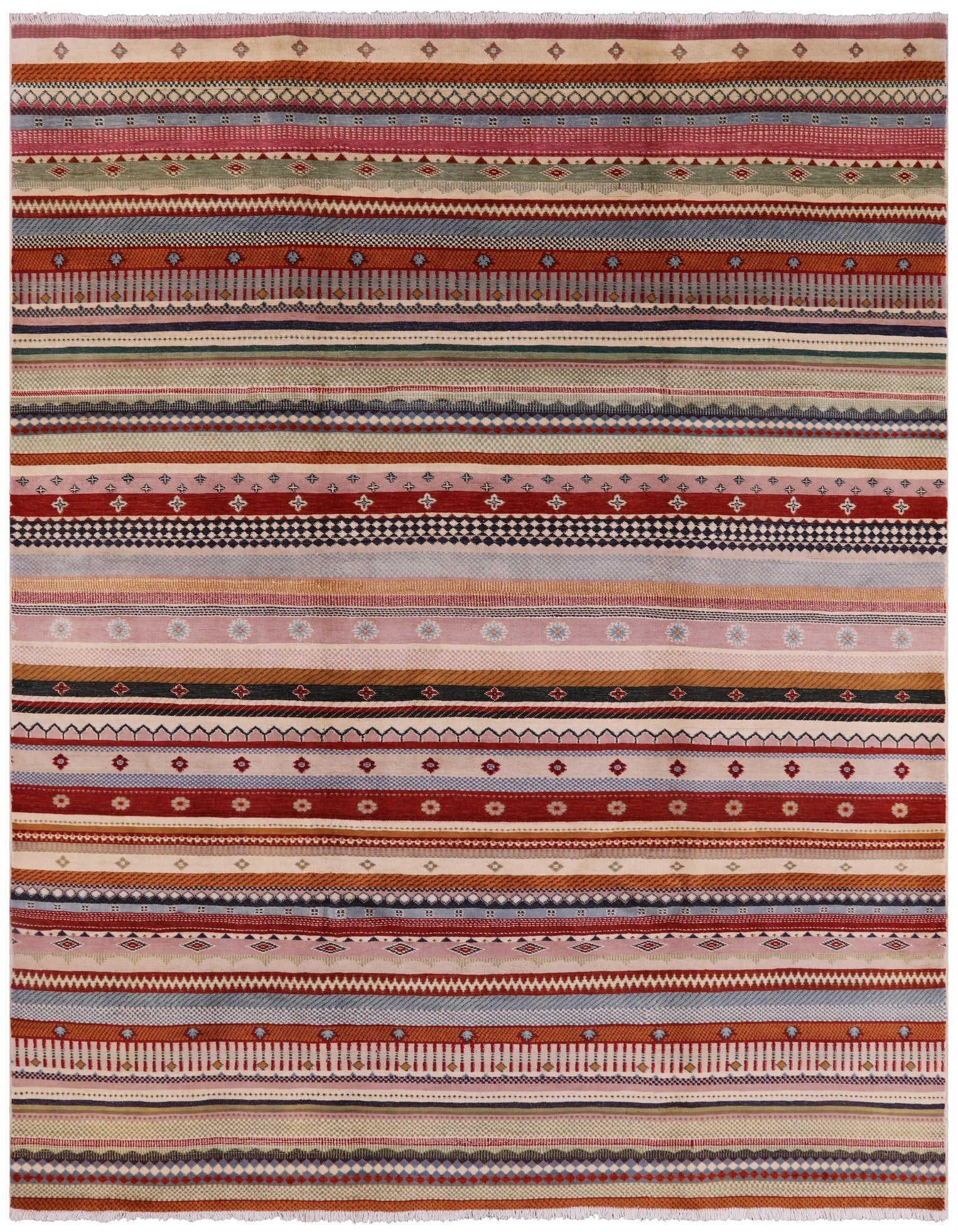 Persian Gabbeh Tribal Hand Knotted Wool Rug - 7' 11" X 9' 11" - Golden Nile
