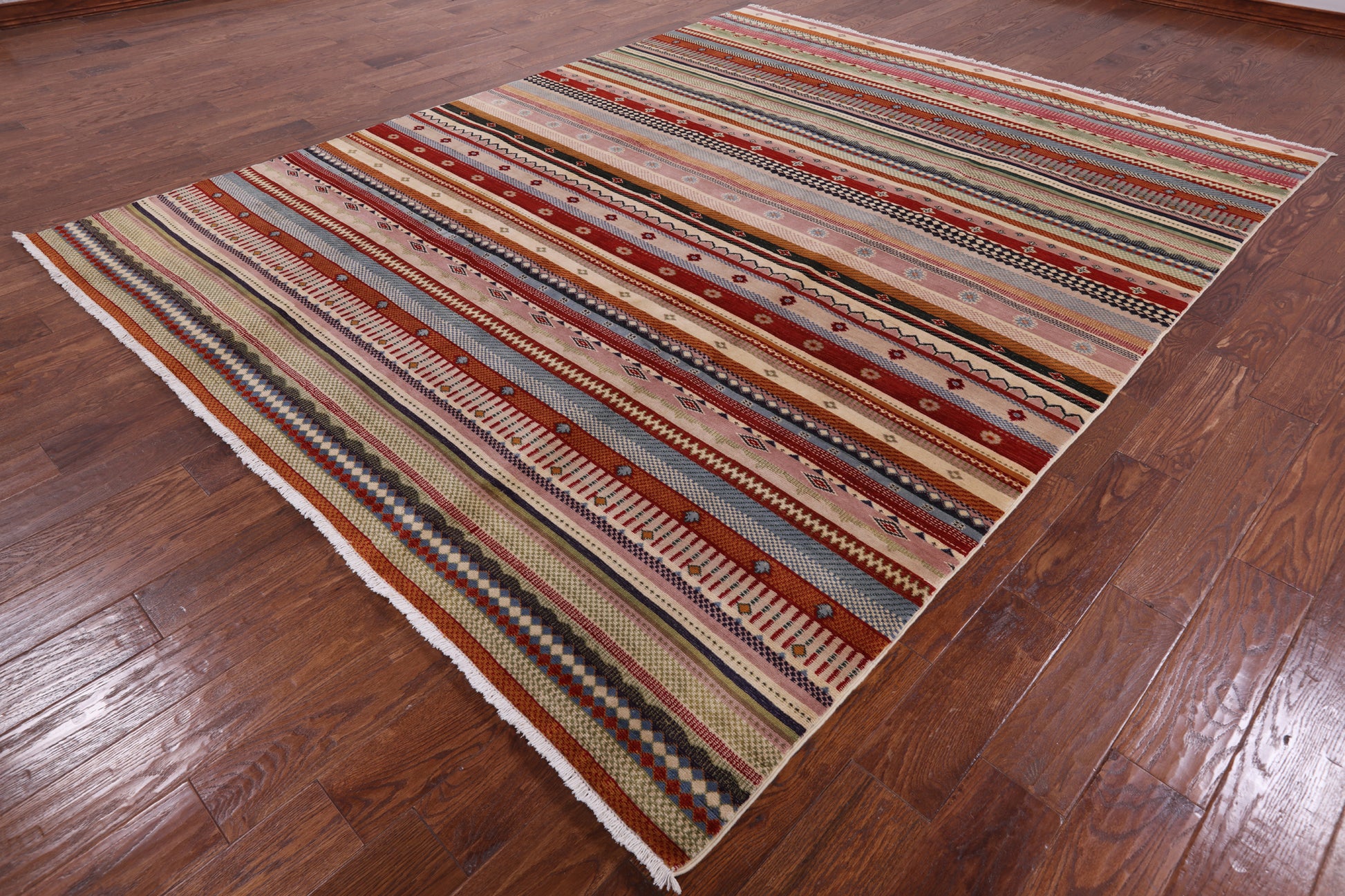 Persian Gabbeh Tribal Hand Knotted Wool Rug - 7' 11" X 9' 11" - Golden Nile