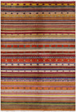Tribal Gabbeh Hand Knotted Wool Rug - 6' 3" X 8' 11" - Golden Nile