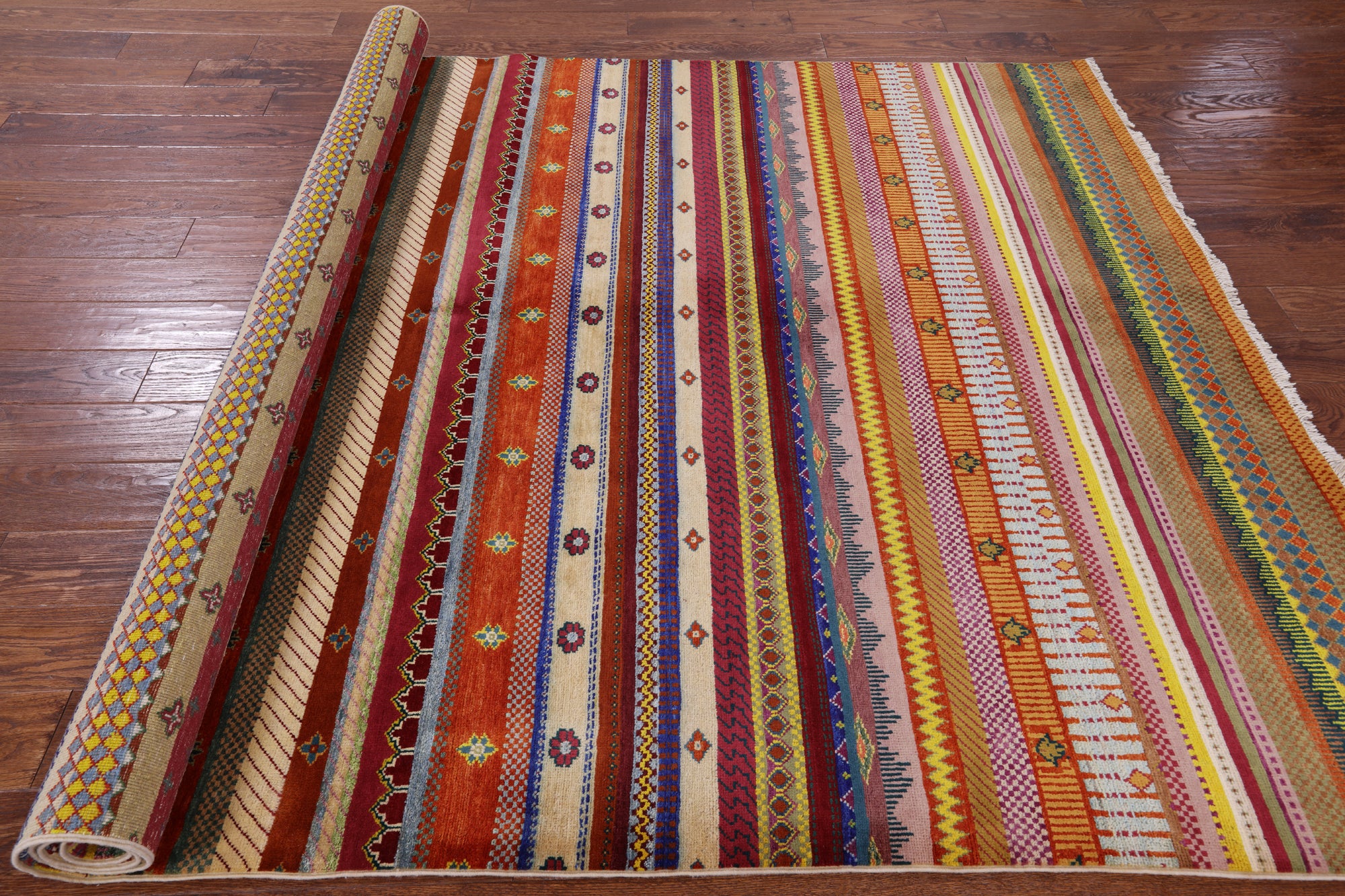 Tribal Gabbeh Hand Knotted Wool Rug - 6' 3" X 8' 11" - Golden Nile