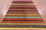 Striped Gabbeh Wool Rug - 6' 2" X 8' 9" - Golden Nile