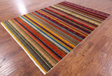 Striped Gabbeh Wool Rug - 6' 2" X 8' 9" - Golden Nile