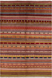 Persian Gabbeh Tribal Handmade Wool Rug - 5' 10" X 8' 8" - Golden Nile