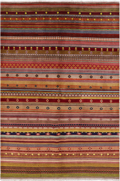 Persian Gabbeh Tribal Handmade Wool Rug - 5' 10" X 8' 8" - Golden Nile