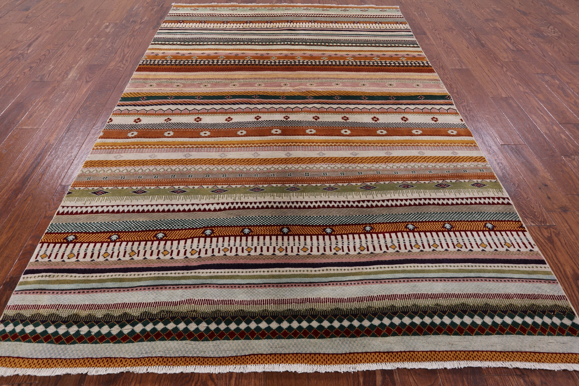 Tribal Persian Gabbeh Handmade Wool Rug - 6' 2" X 8' 11" - Golden Nile