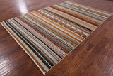 Tribal Persian Gabbeh Handmade Wool Rug - 6' 2" X 8' 11" - Golden Nile