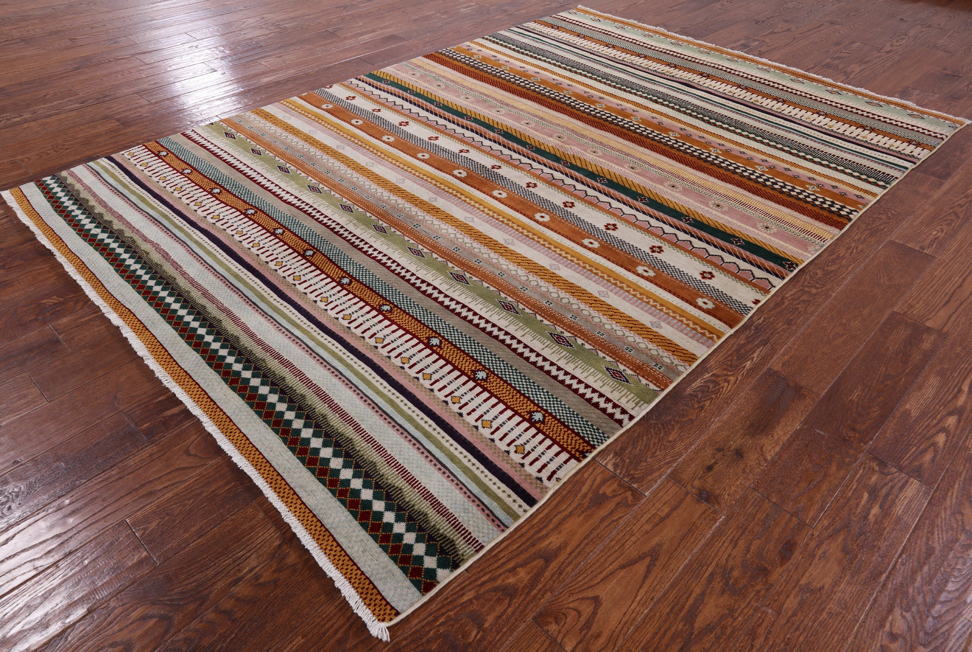 Tribal Persian Gabbeh Handmade Wool Rug - 6' 2" X 8' 11" - Golden Nile