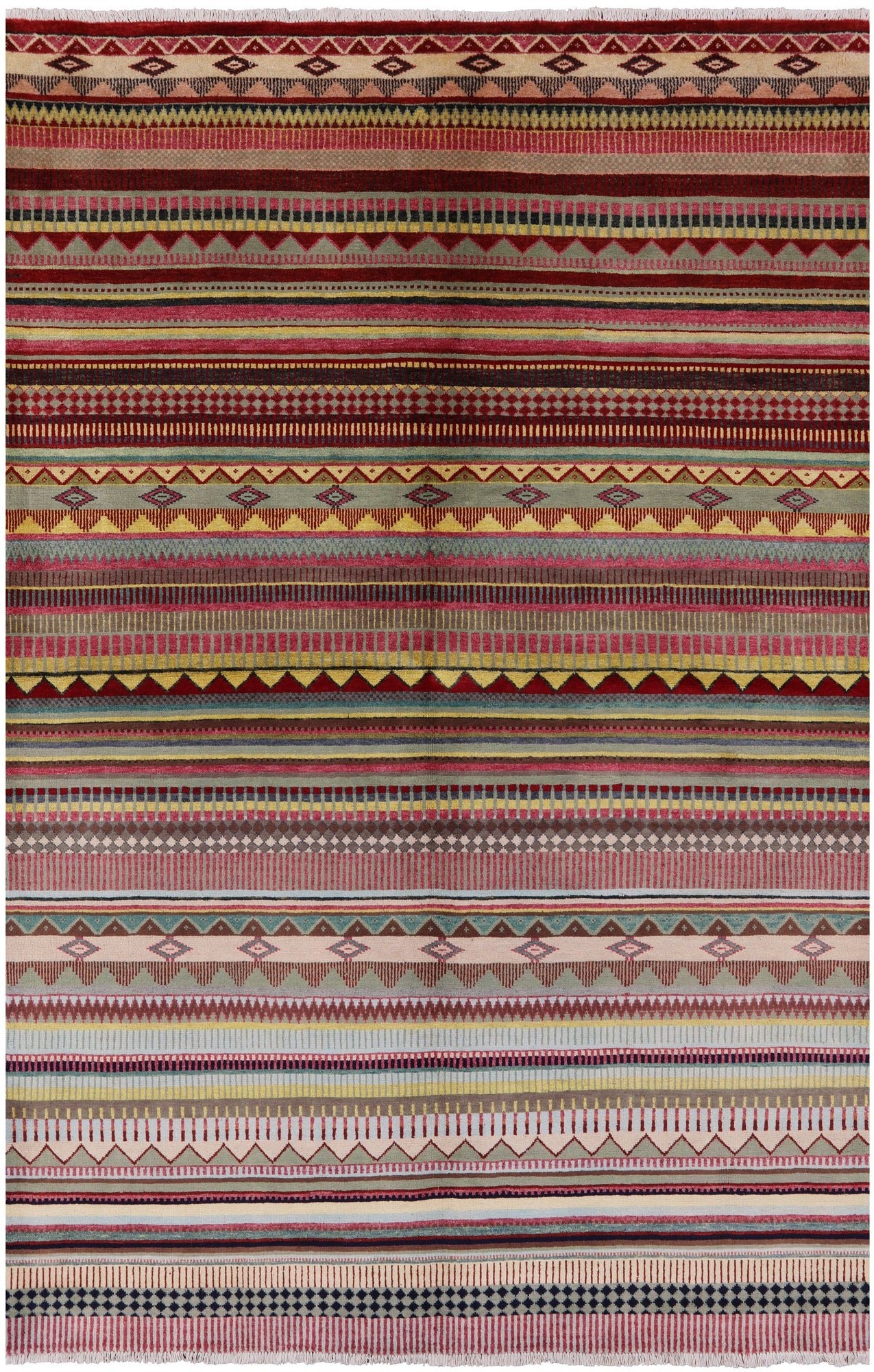 Tribal Persian Gabbeh Handmade Wool Rug - 6' 0" X 9' 1" - Golden Nile