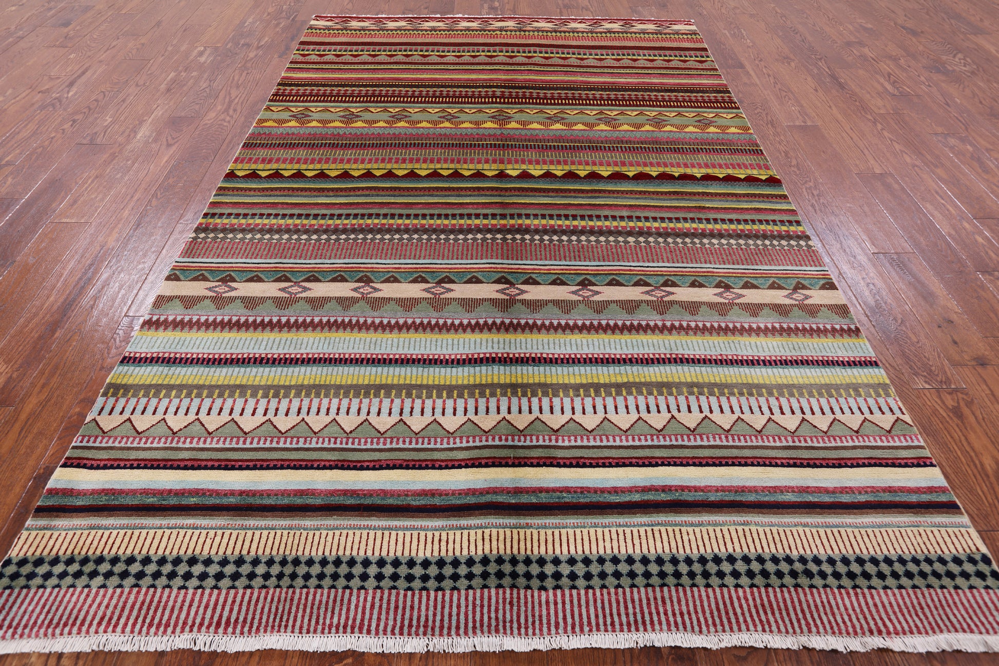 Tribal Persian Gabbeh Handmade Wool Rug - 6' 0" X 9' 1" - Golden Nile