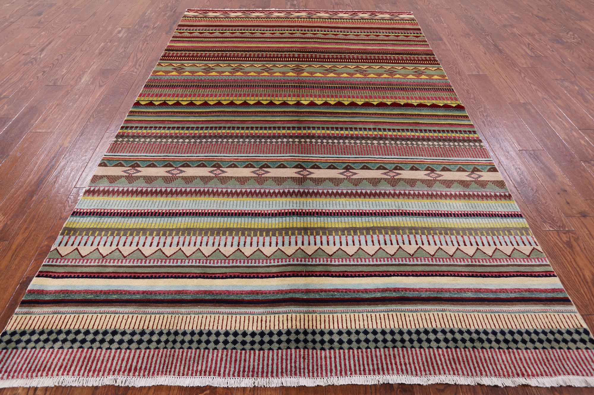 Tribal Persian Gabbeh Handmade Wool Rug - 6' 0" X 9' 1" - Golden Nile