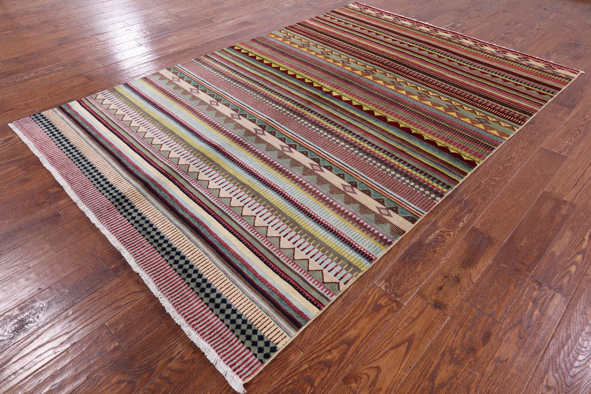 Tribal Persian Gabbeh Handmade Wool Rug - 6' 0" X 9' 1" - Golden Nile