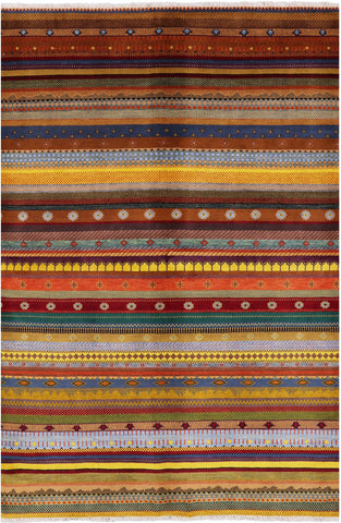 Tribal Gabbeh Handmade Wool Rug - 6' 2