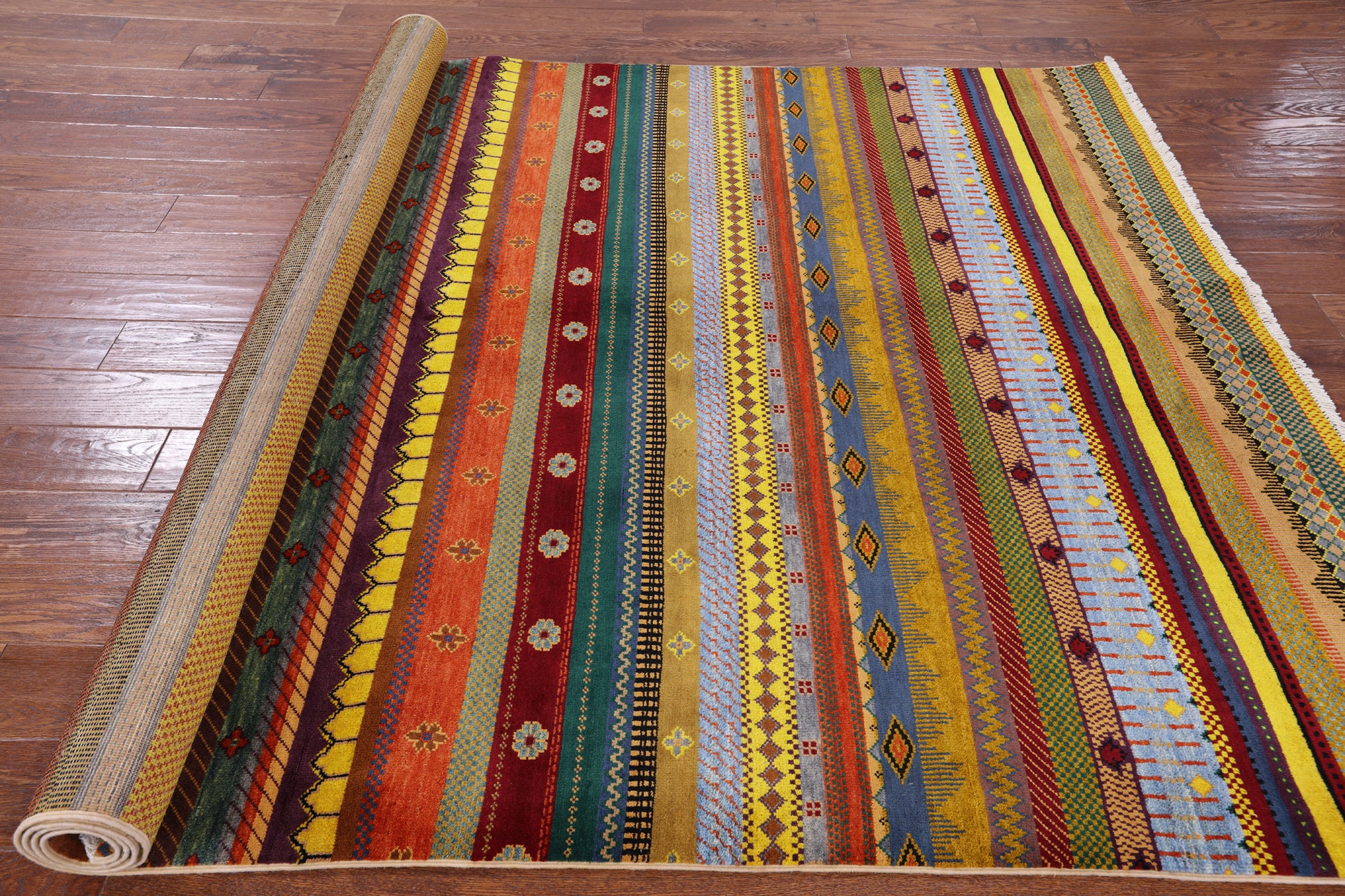 Tribal Gabbeh Handmade Wool Rug - 6' 2" X 9' 1" - Golden Nile