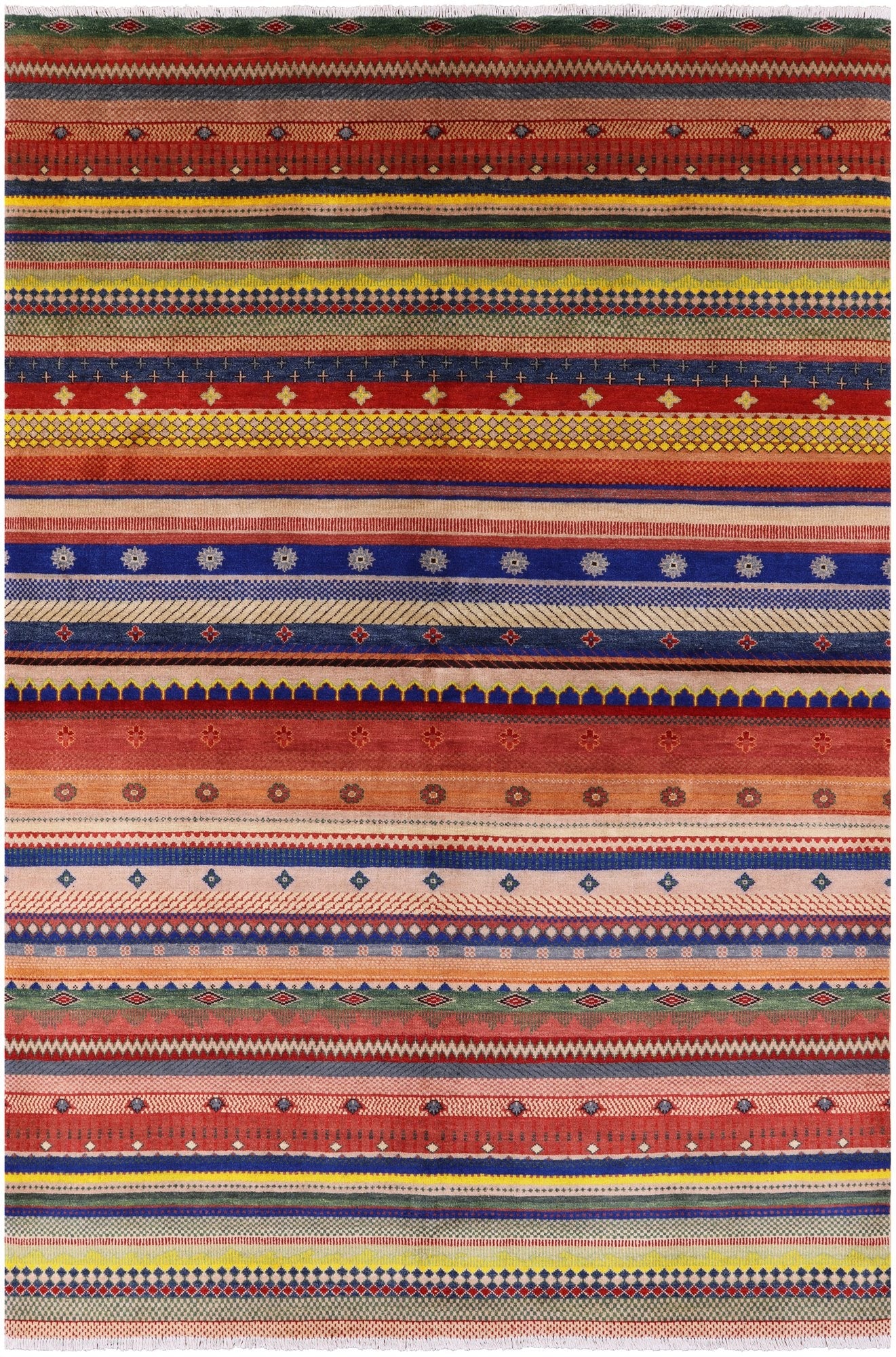 Persian Gabbeh Tribal Hand Knotted Wool Rug - 6' 1" X 9' 1" - Golden Nile