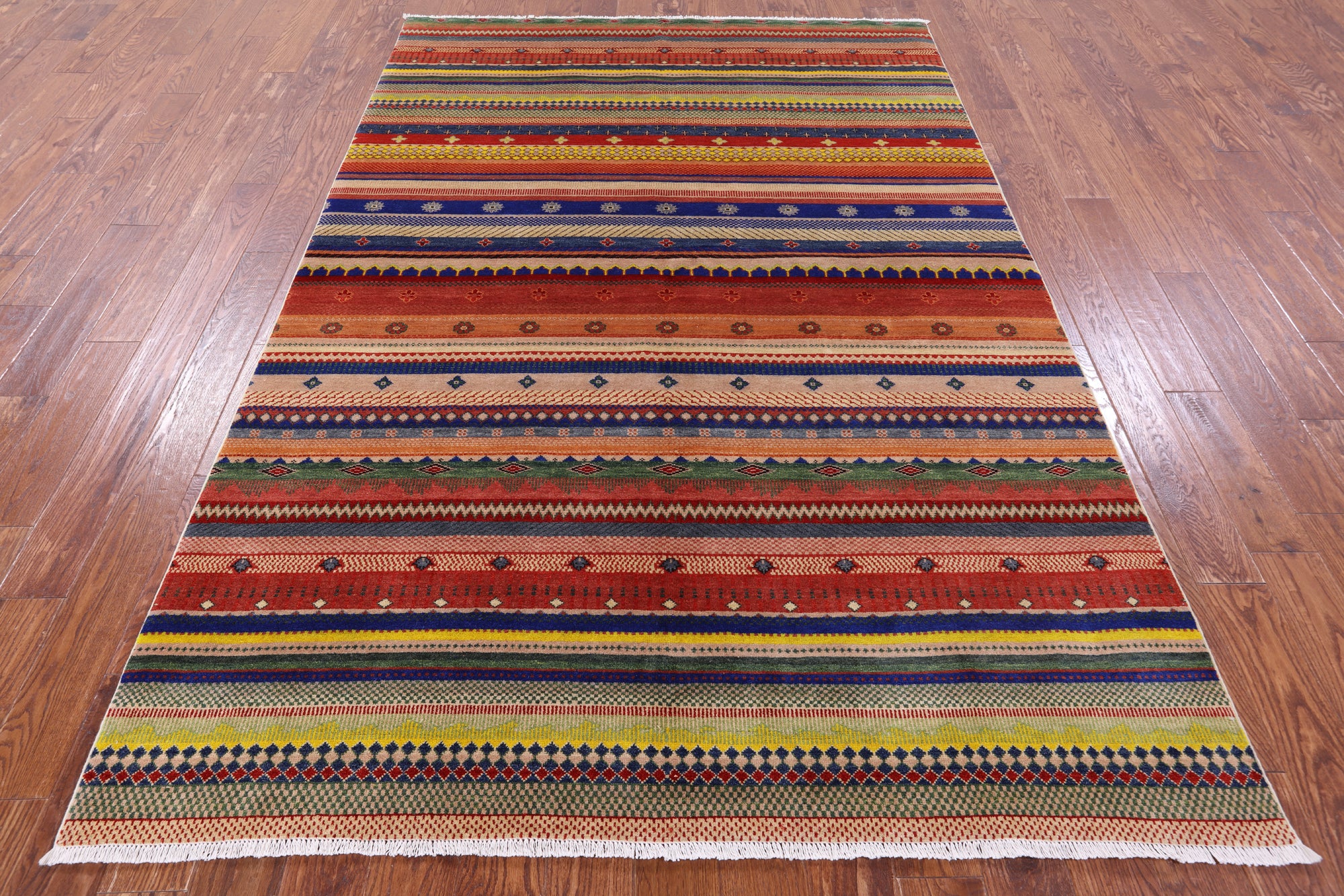 Persian Gabbeh Tribal Hand Knotted Wool Rug - 6' 1" X 9' 1" - Golden Nile