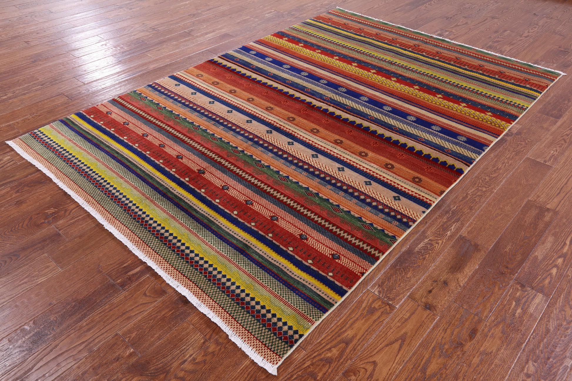 Persian Gabbeh Tribal Hand Knotted Wool Rug - 6' 1" X 9' 1" - Golden Nile