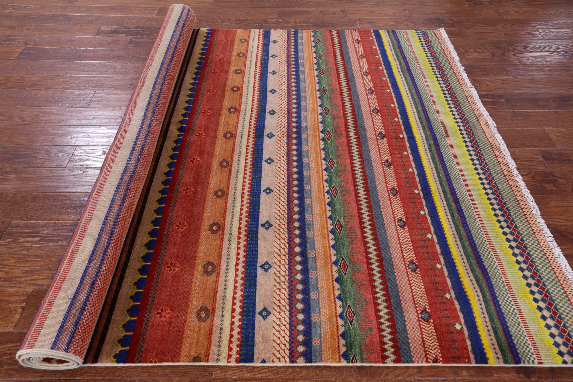 Persian Gabbeh Tribal Hand Knotted Wool Rug - 6' 1" X 9' 1" - Golden Nile
