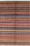 Persian Tribal Gabbeh Hand Knotted Wool Rug - 6' 1" X 8' 9" - Golden Nile