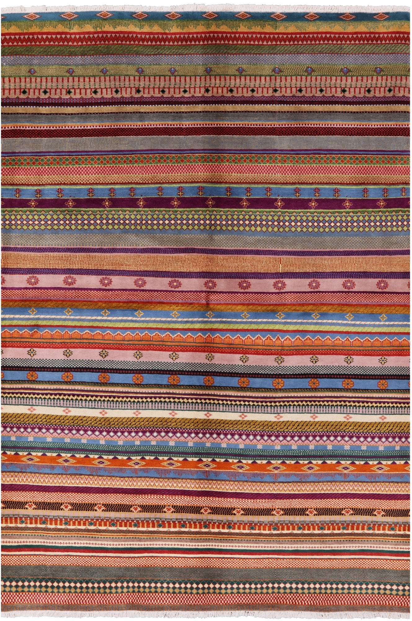 Persian Tribal Gabbeh Hand Knotted Wool Rug - 6' 1" X 8' 9" - Golden Nile