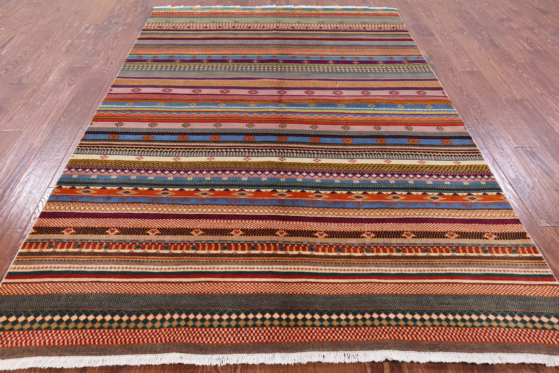 Persian Tribal Gabbeh Hand Knotted Wool Rug - 6' 1" X 8' 9" - Golden Nile