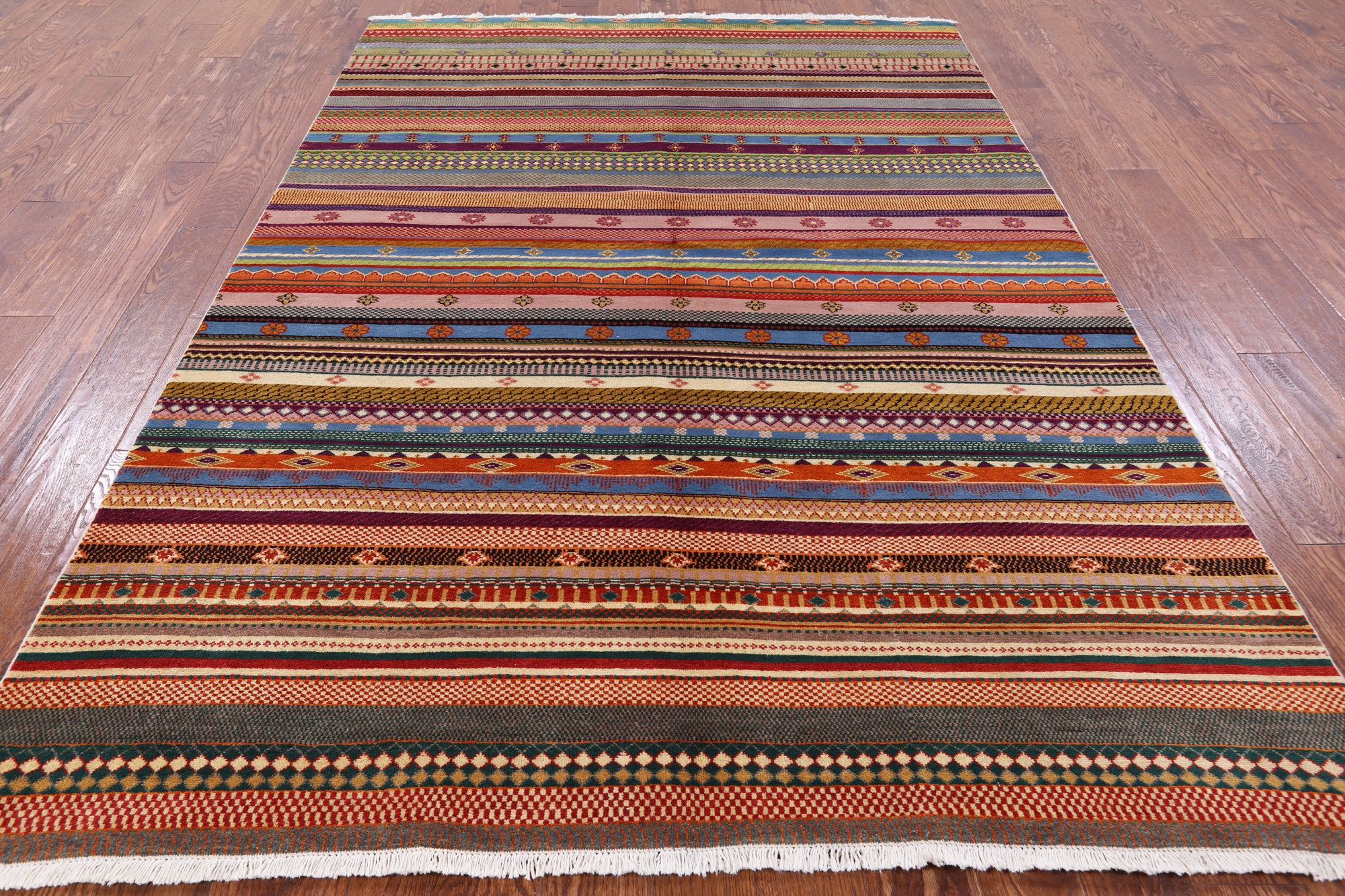 Persian Tribal Gabbeh Hand Knotted Wool Rug - 6' 1" X 8' 9" - Golden Nile