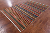 Persian Tribal Gabbeh Hand Knotted Wool Rug - 6' 1" X 8' 9" - Golden Nile