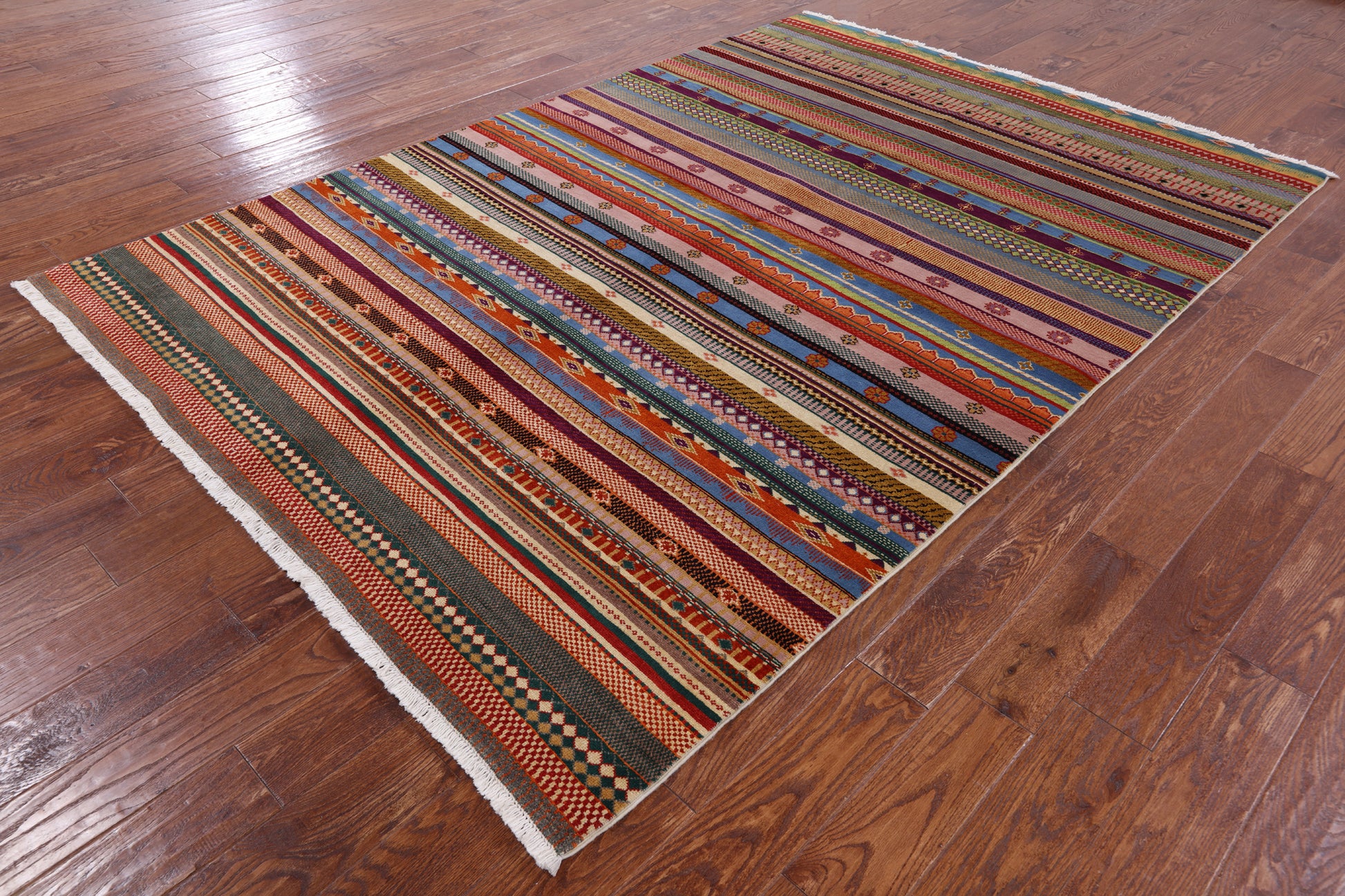 Persian Tribal Gabbeh Hand Knotted Wool Rug - 6' 1" X 8' 9" - Golden Nile