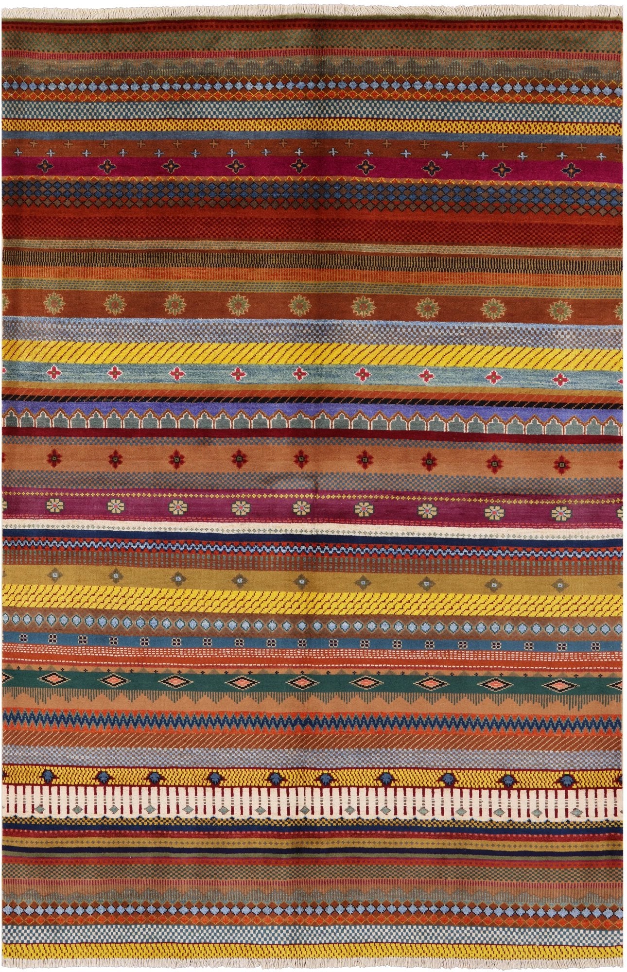 Tribal Gabbeh Handmade Wool Rug - 5' 1" X 7' 10" - Golden Nile