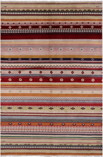 Tribal Persian Gabbeh Hand Knotted Wool Rug - 5' 0" X 7' 8" - Golden Nile