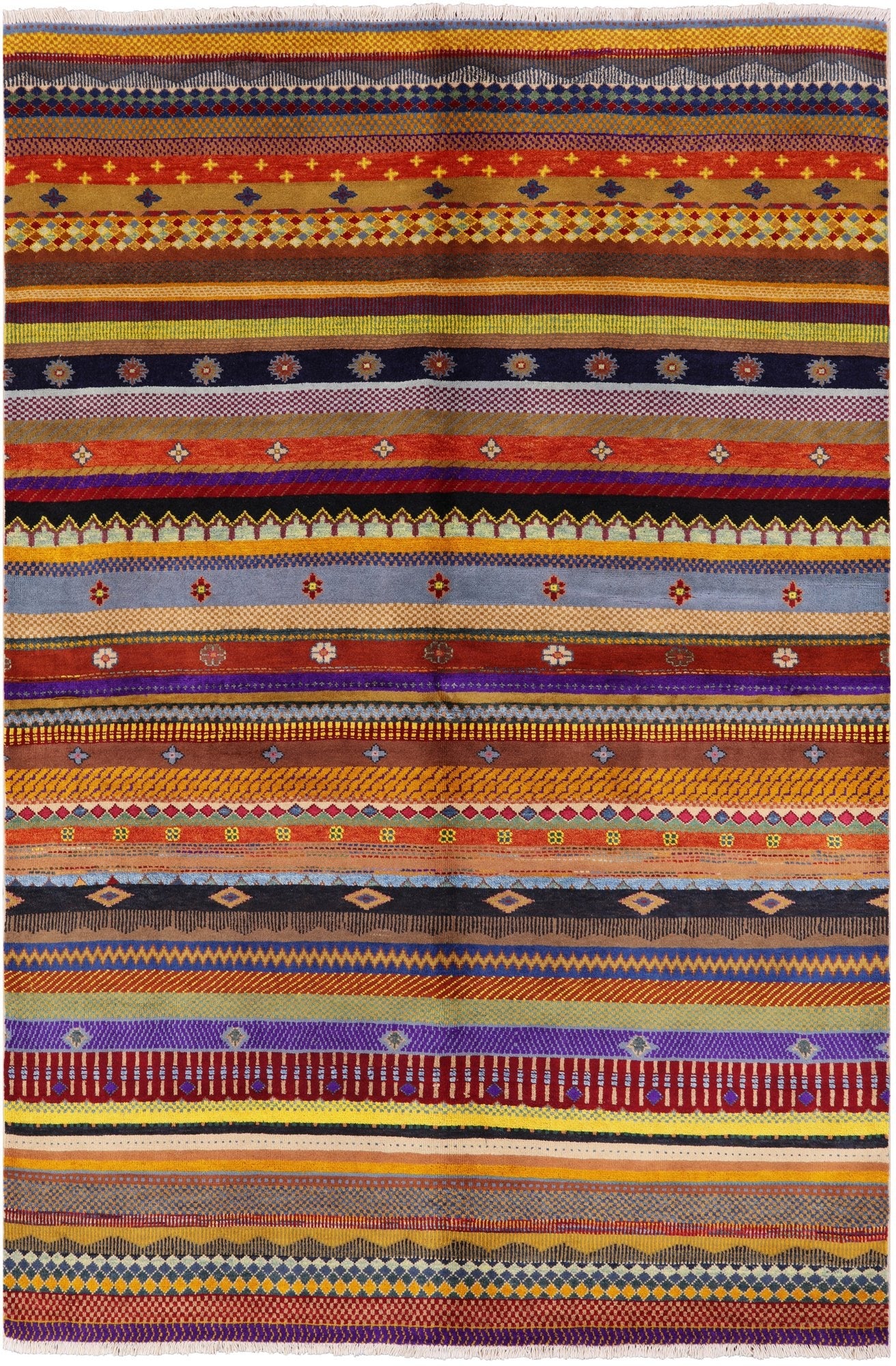 Persian Gabbeh Handmade Wool Rug - 5' 2" X 7' 9" - Golden Nile