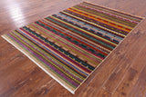 Tribal Gabbeh Hand Knotted Wool Rug - 5' 1" X 7' 6" - Golden Nile