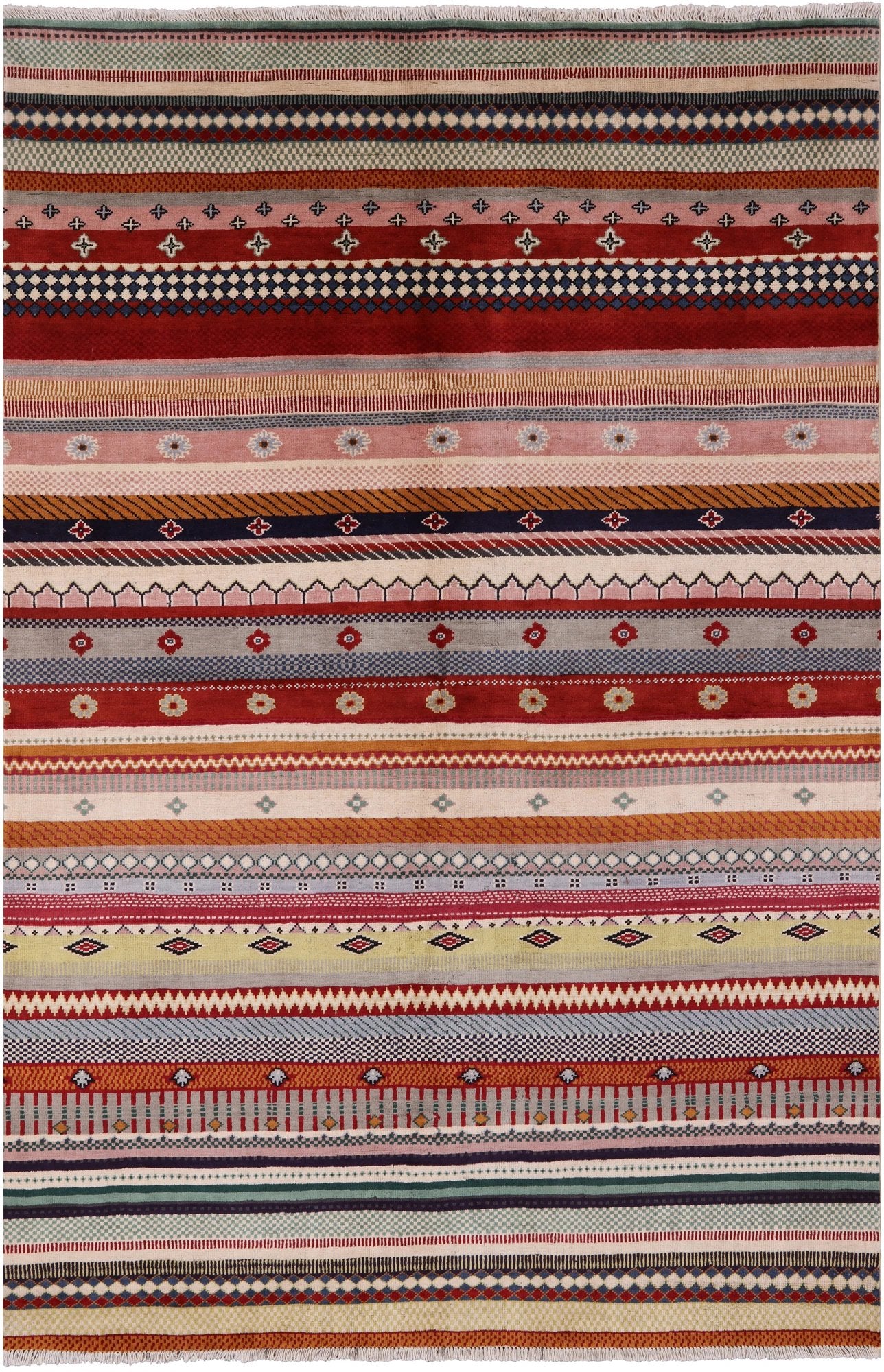 Tribal Gabbeh Handmade Wool Rug - 5' 0" X 7' 6" - Golden Nile