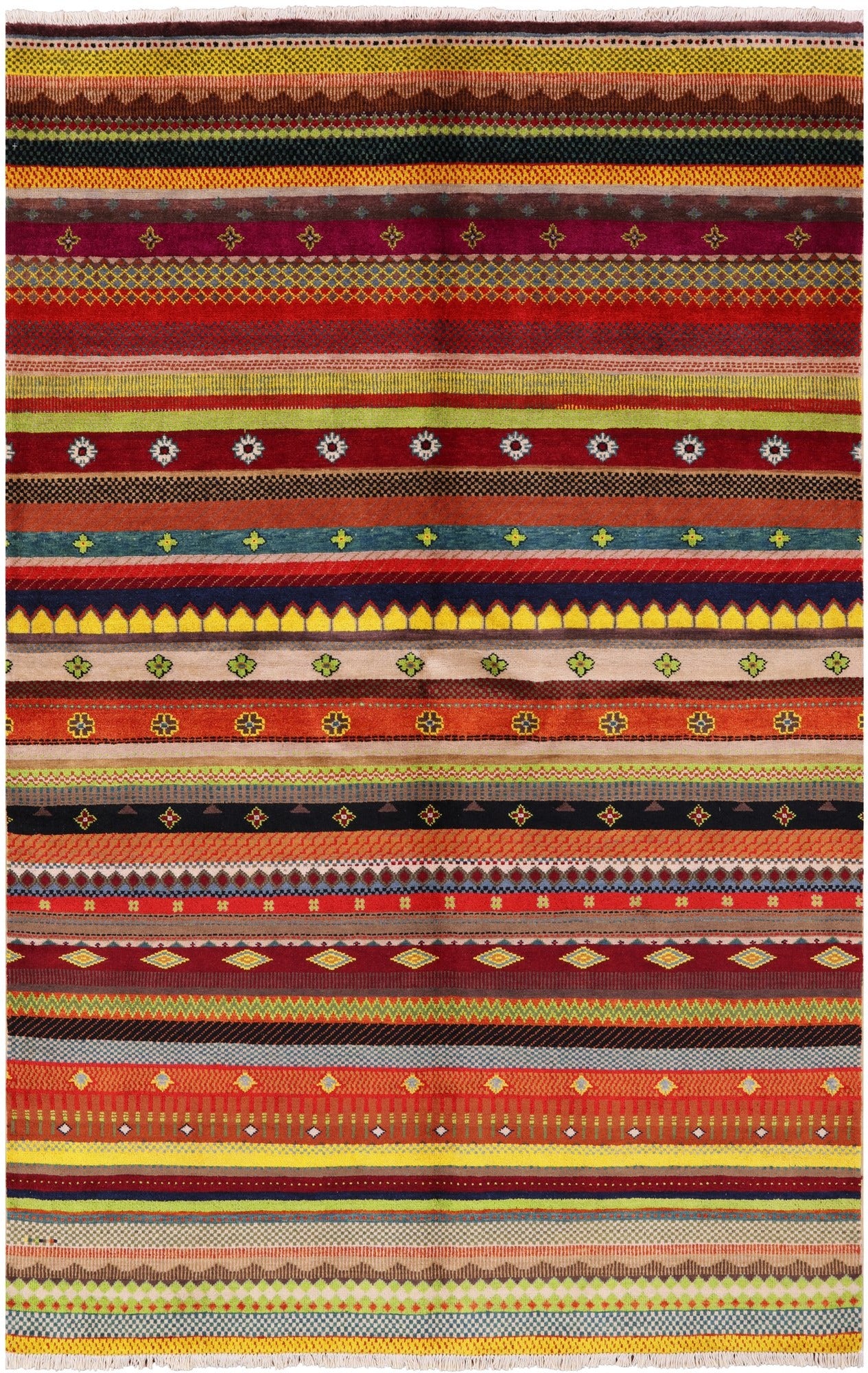 Persian Gabbeh Handmade Wool Rug - 5' 0" X 7' 9 - Golden Nile