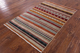 Tribal Gabbeh Handmade Wool Rug - 4' 0" X 6' 0" - Golden Nile