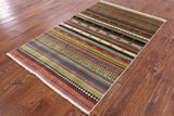 Tribal Gabbeh Hand Knotted Wool Area Rug - 3' 11" X 6' 1" - Golden Nile