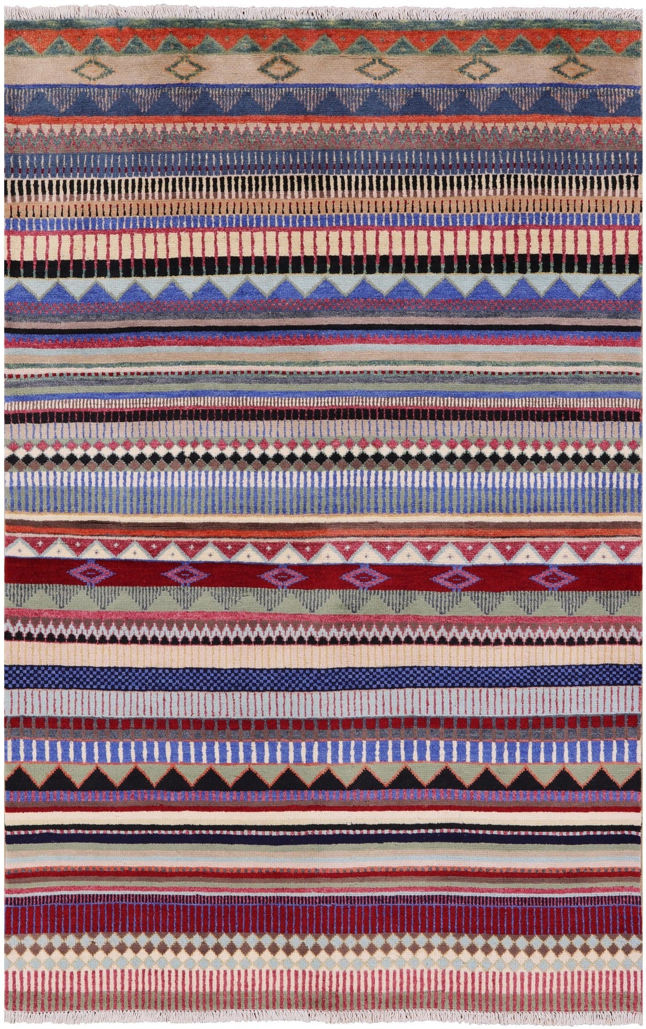 Tribal Persian Gabbeh Hand Knotted Wool Rug - 4' 0" X 6' 1" - Golden Nile