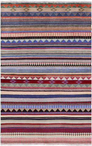 Tribal Persian Gabbeh Hand Knotted Wool Rug - 4' 0